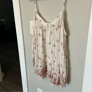 Ecote Boho Cream Spaghetti Strap Tank with Rust Print